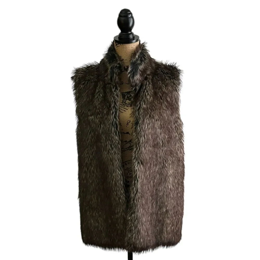 Covington Essentials Black Gray Faux Fur Sweater Vest Size Large - Picture 8 of 8